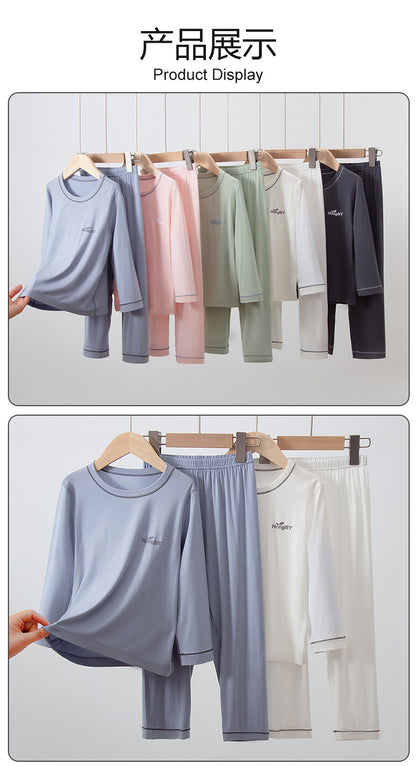 Summer Boys' Short-sleeved Shorts Modal Children's Pajamas Girls' Parent-child Home Clothes suit Children's Air-conditioning Clothes