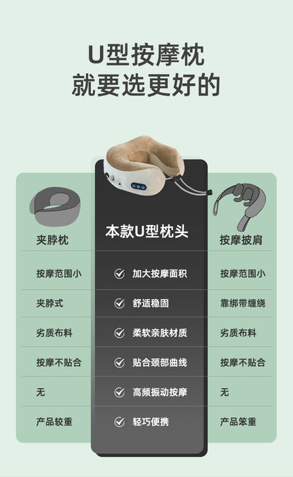 Multifunctional U-Shaped Pillow Memory Foam Portable Car Travel Electric Neck Cervical Spine Massager U-Shaped Massage Pillow