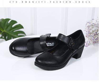 Factory direct sales dance shoes wholesale round head modern square dance shoes ladies mother shoes cross-border products 2025