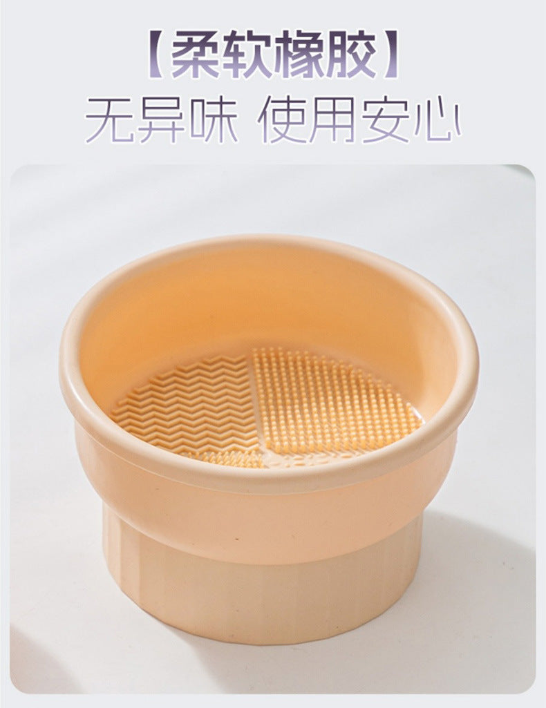 Makeup Brush Cleaning Bowl Cleaning Box Silicone Beauty Egg Cleaning Set Scrubbing Bowl Storage Rack Drying Tool Set
