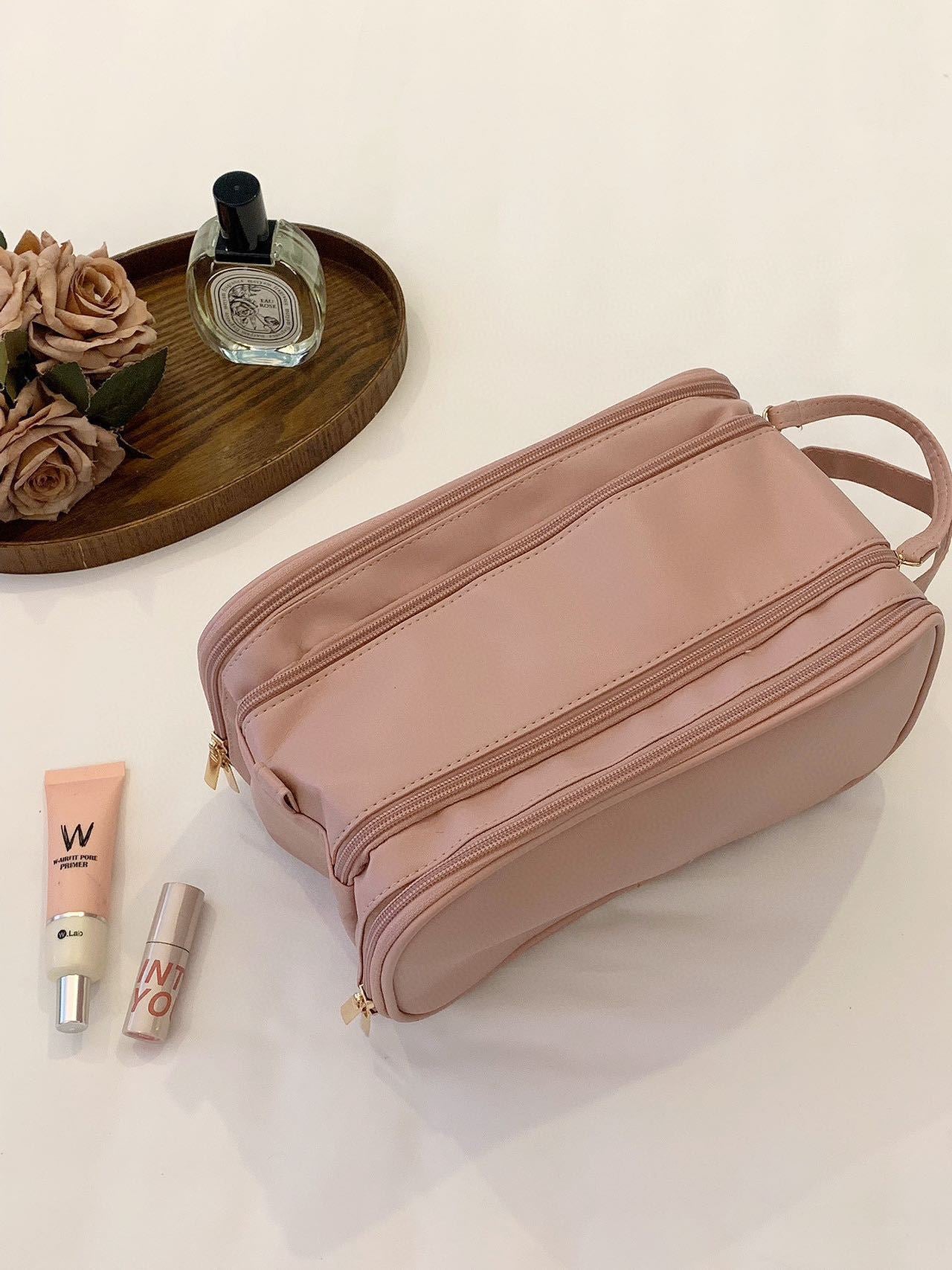 Giant Makeup Bag for Women, Large Capacity Travel Makeup Brush Bag, Toiletries Storage Bag, Chain Design, Waterproof