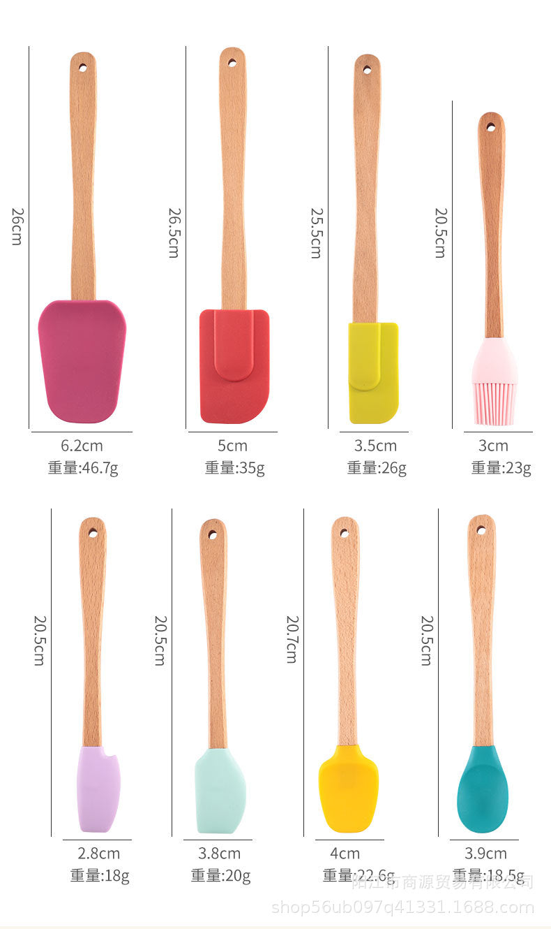 Silicone Large Scraper Special Wooden Handle Baking Silicone Kitchen Tool Cake Homemade Handmade Dessert