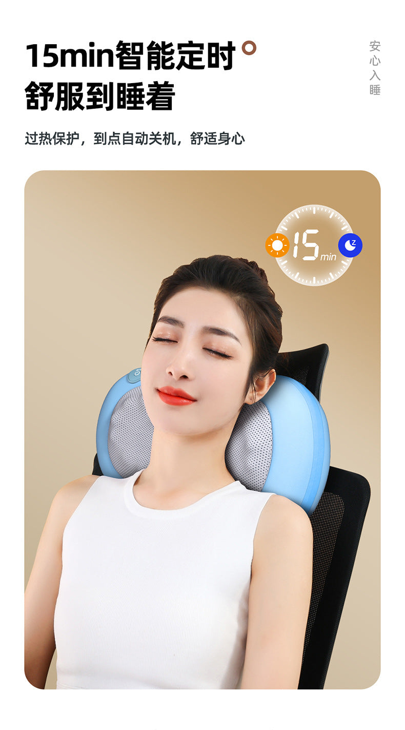 Multifunctional cervical massager neck and shoulder massage pillow home wireless portable kneading hot compress massager