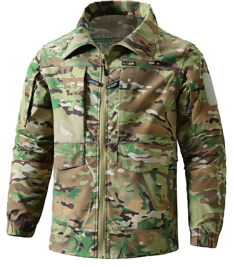 Outdoor Summer Camouflage Clothing suit Men's Wear-resistant Tear-resistant Multi-pocket Labor Protection Breathable Quick-drying Training Clothing Men's Tooling