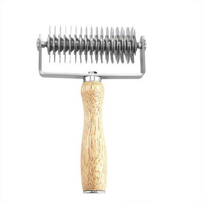 in stock Pizza Mesh Knife Pizza Tools Baking Tools Stainless Steel Wooden Handle Pizza Roller Knife Snack Hob
