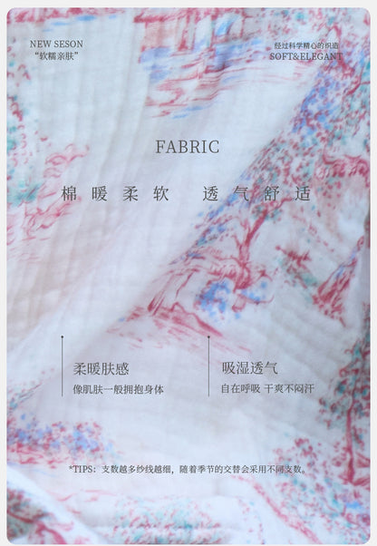 New Cotton Thickened Edge Four-Layer Gauze Women's Pajamas Cotton Warm Long-Sleeved Home Clothes for Autumn and Winter suit