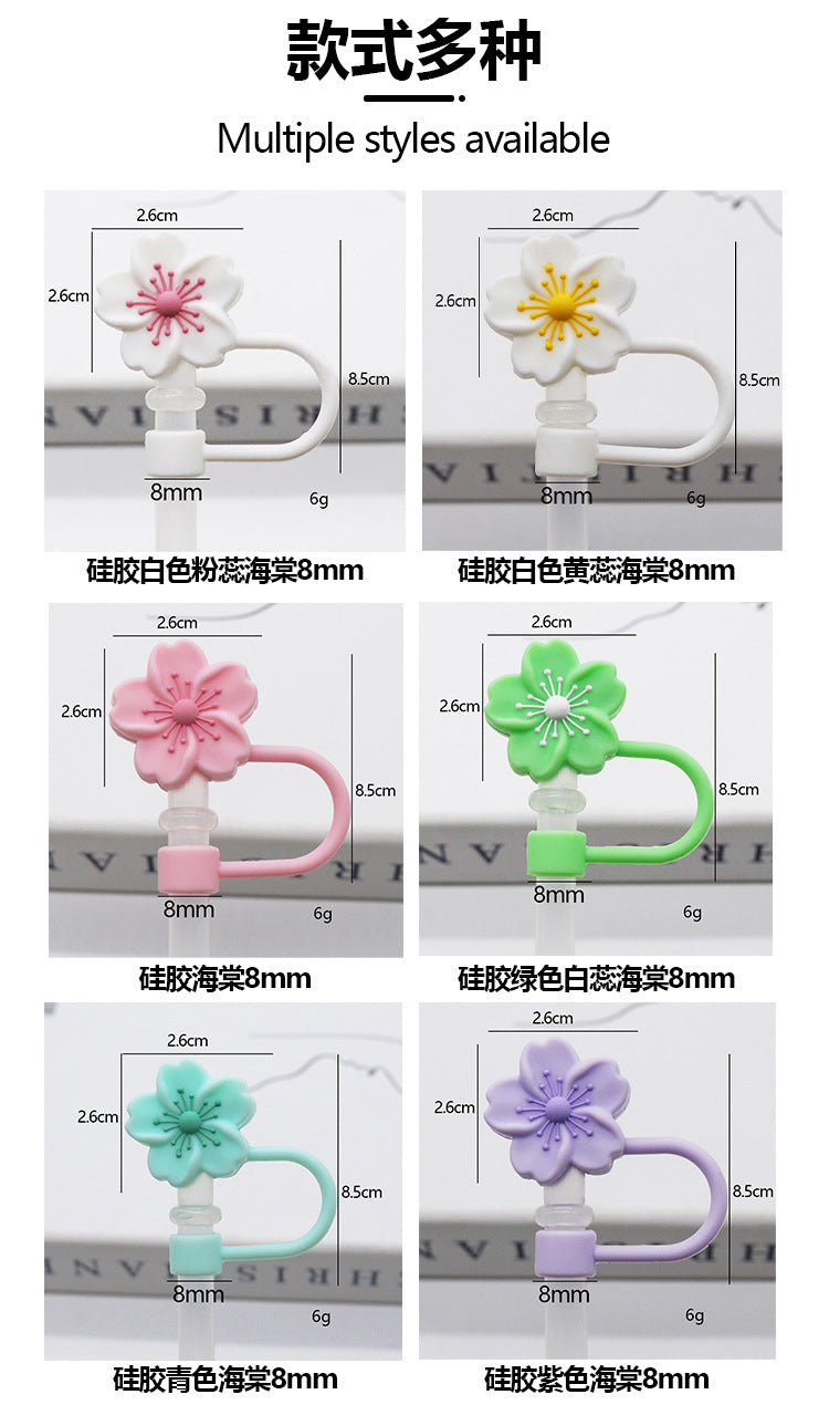 Popular 10mm Begonia Flower Straw Cap Stanley Water Cup Straw Plug Silicone Flower Straw Cover Direct from Manufacturer