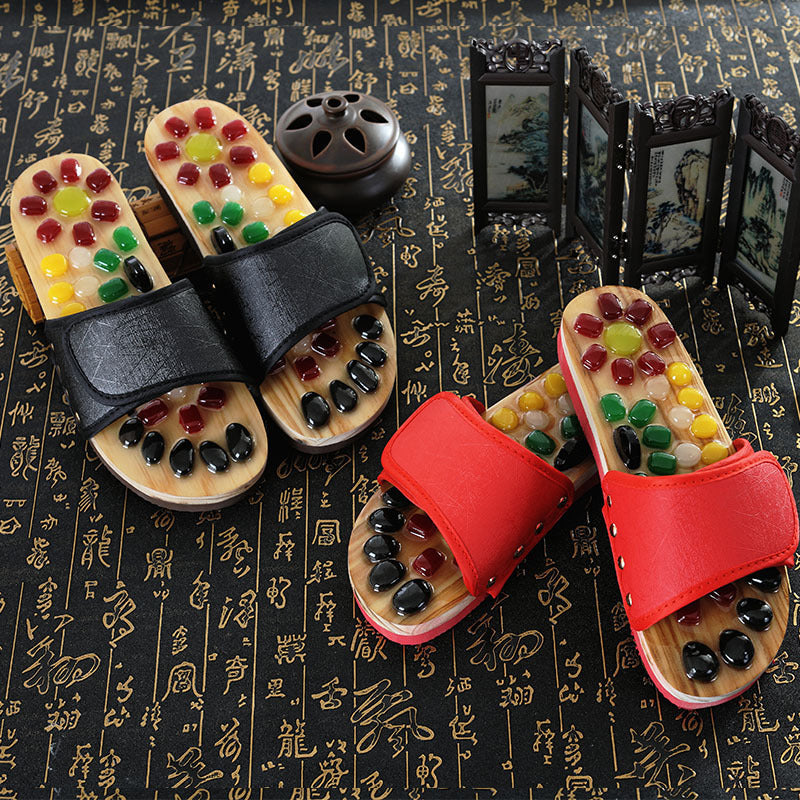 Home Foot Imitation Colored Jade Health Massage Slippers Acupoint Foot Massage Shoes Men's Massage Shoes Wear-Resistant Sandals Women's Summer