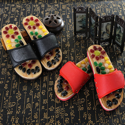Home Foot Imitation Colored Jade Health Massage Slippers Acupoint Foot Massage Shoes Men's Massage Shoes Wear-Resistant Sandals Women's Summer