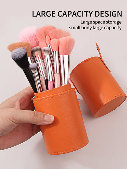 Cosmetic Brush Storage Case Large Capacity Cosmetic Desktop Pen Case Portable Multifunctional PU Leather Nail Art Eyebrow Pen Bucket