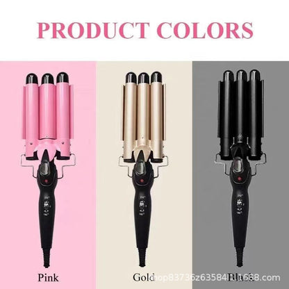 Hot sale three-tube curling iron three-rod curling iron water ripple hairdressing stick egg roll electric splint iron big wave