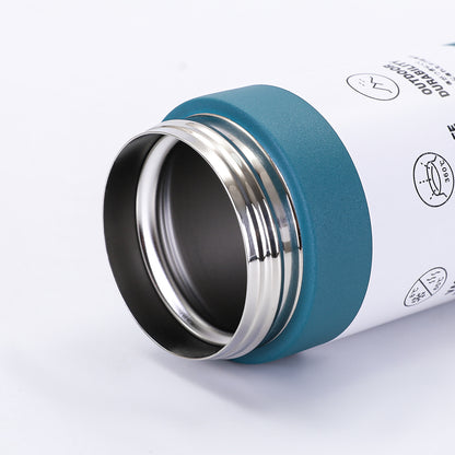 New Japanese Element Cup Flat Lid Simple Accompanying Water Cup Portable 304 Stainless Steel Double Layer Vacuum Thermos Cup