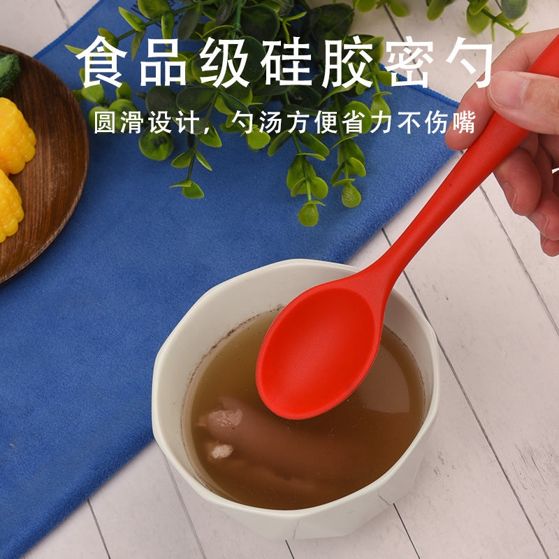 Food Grade Silicone Spoon, Kidsren's Safety Table Spoon, High Temperature Resistant Non-Stick Pan, Student Spoon, Baby Food Supplement Mixing Spoon