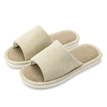 Linen Slippers for Women, Summer Breathable, Sweat-Absorbent, Non-Slip, Silent, Indoor Home Floor Cotton and Linen Slippers, Universal for All Seasons