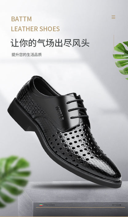 Ba Totem Summer Men's Shoes Genuine Leather Hollow Breathable Leather Shoes Men's Shoes Men's Korean Fashionable Business Dress Shoes Men's