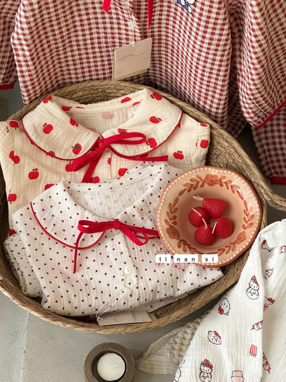 Princess Style Children's Lapel A-Class Cartoon Loungewear Set 2026 Spring New Baby Sweet and Cute Pajamas and Sleep Pants
