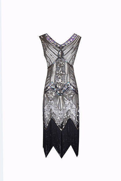 S-4Xl Amazon Wish Real Shot 1920S Retro Sequin Dress Handmade Beaded Tassel Plus Size Evening Dress
