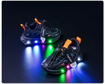 Light-Up Children's Shoes 2025 Spring & Fall New Led Light-Up Soft-Soled Sports Shoes for Small and Medium-Sized Children Women's Fashionable Casual Dad Shoes