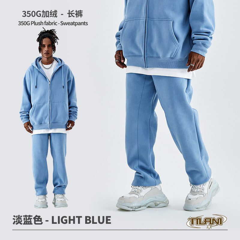 Tilani Men's Sweatshirt Cross-Border Casual Sports Suit Fashionable Pure Color Sweatshirt for Men and Women Simple Zipper Hoodie