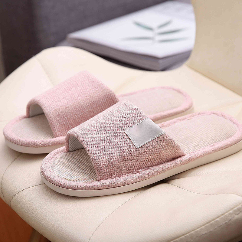 Japanese Linen Slippers for Women Spring & Fall Home Indoor Puff Cotton and Linen Silent Non-Slip Thick-Soled Bathroom Slippers for Men Wholesale