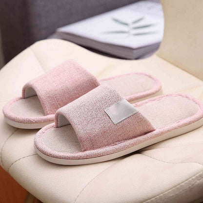 Japanese Linen Slippers for Women Spring & Fall Home Indoor Puff Cotton and Linen Silent Non-Slip Thick-Soled Bathroom Slippers for Men Wholesale