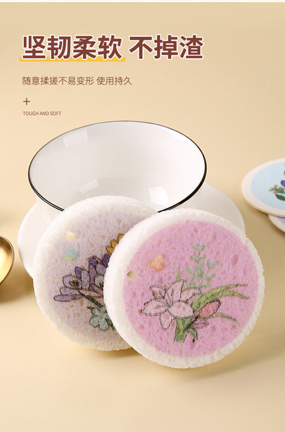 Compressed Wood Pulp Cotton Kitchen Cleaning Dishwashing Sponge Compressed Sheet Absorbs Water, Decontaminates and Does Not Stick to Oil Sponge Block Cartoon Printing