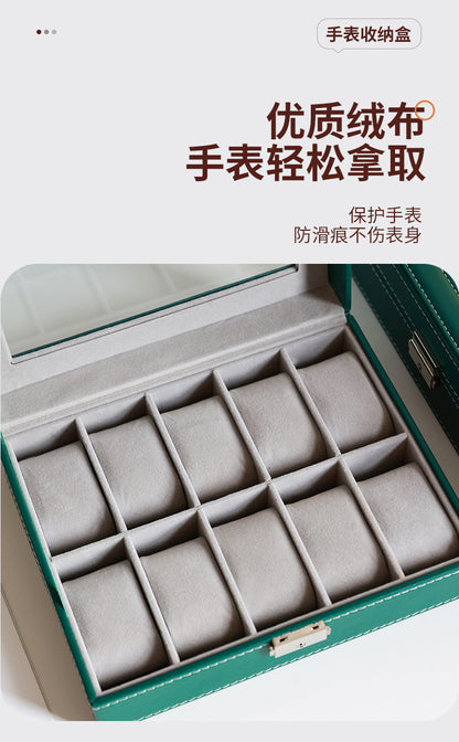 2025 New Leather Watch Box Storage Box with Lock Home Watch Organizer Display Box Mechanical Watch Jewelry Box