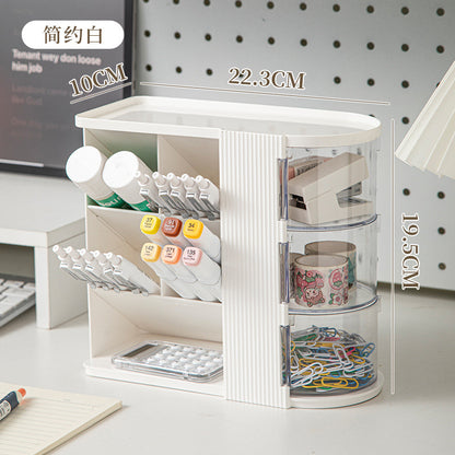 Makeup Brush Storage Box, Dressing Table, Large-Capacity Desktop, High-Looking Brush Pen Holder, Eye Shadow Brush, Eyebrow Pencil, Lipstick Shelf