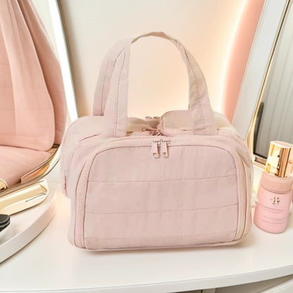 Fashionable and Simple 2025 New Style Makeup Bag, Large Capacity, Divided and Layered Toiletry Bag, Portable Travel Makeup Storage Bag