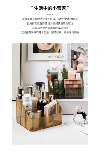 Cosmetic Storage Box Desktop Dressing Table Skin Care Lipstick Makeup Brush Girl High-end Transparent Storage Rack