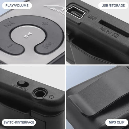 Portable Mini Mp3 Clip Card MP3 Music Player Mirror Card Clip High Quality Digital Music Media Playback Support SD TF Card