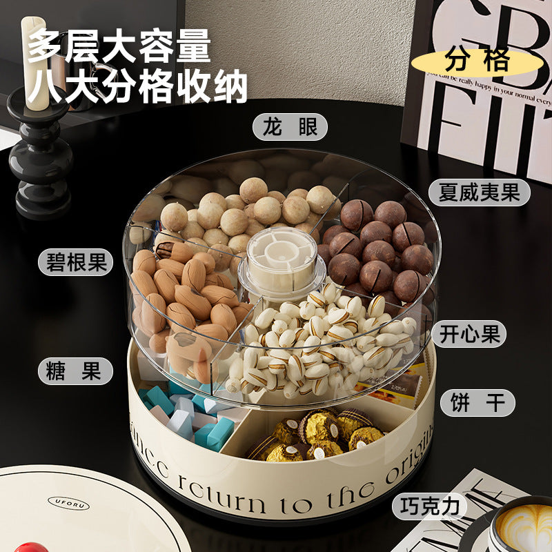 Fruit Tray Living Room Coffee Table Food Grade Melon and Peanut Snacks Dried Fruit Box Multi-layer Rotating Liftable Candy Box