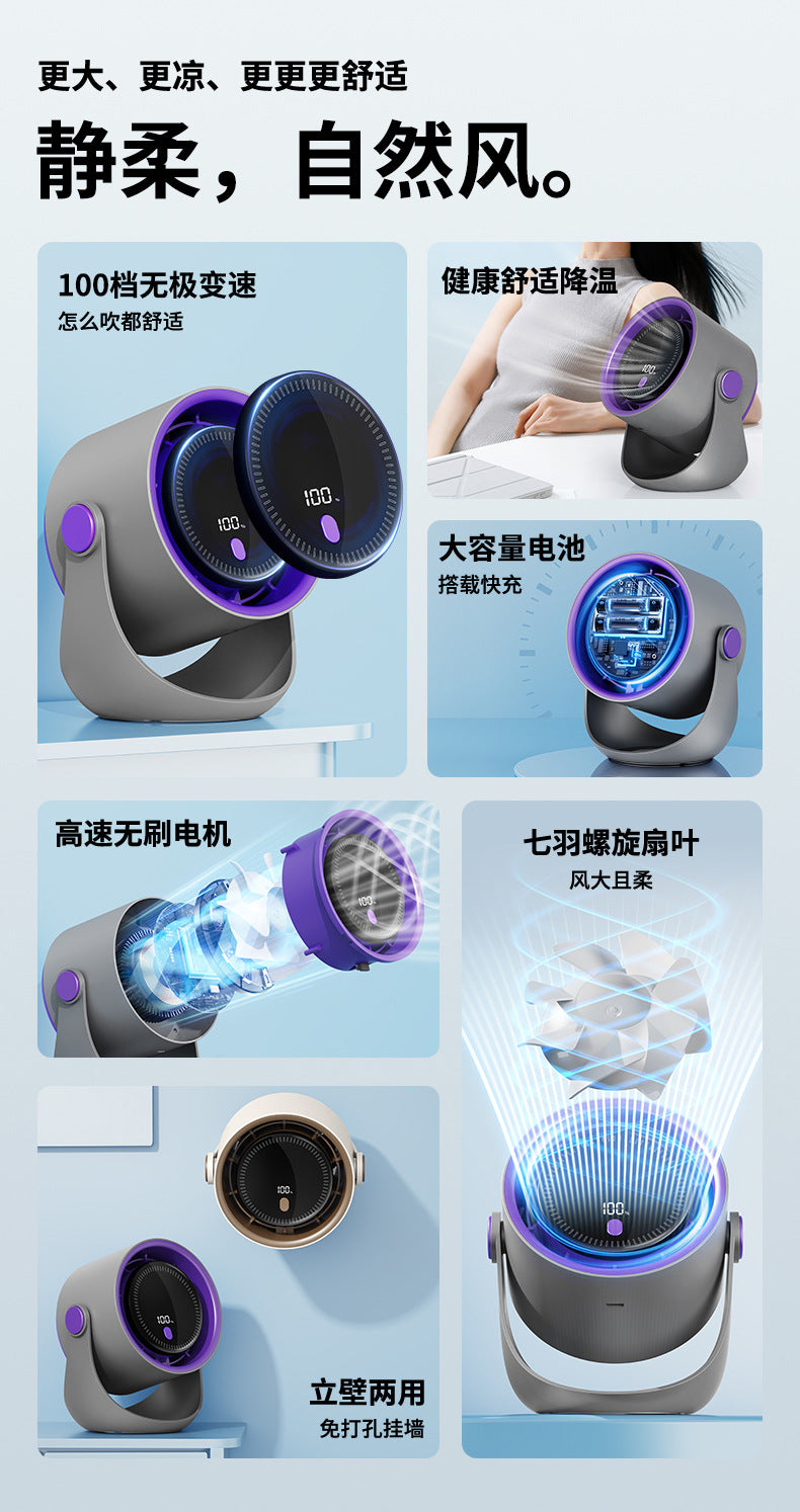Desktop Fan 2025 New Office Desk Silent Refrigeration Small Fan Wall-Mounted Kitchen Special Electric Fan