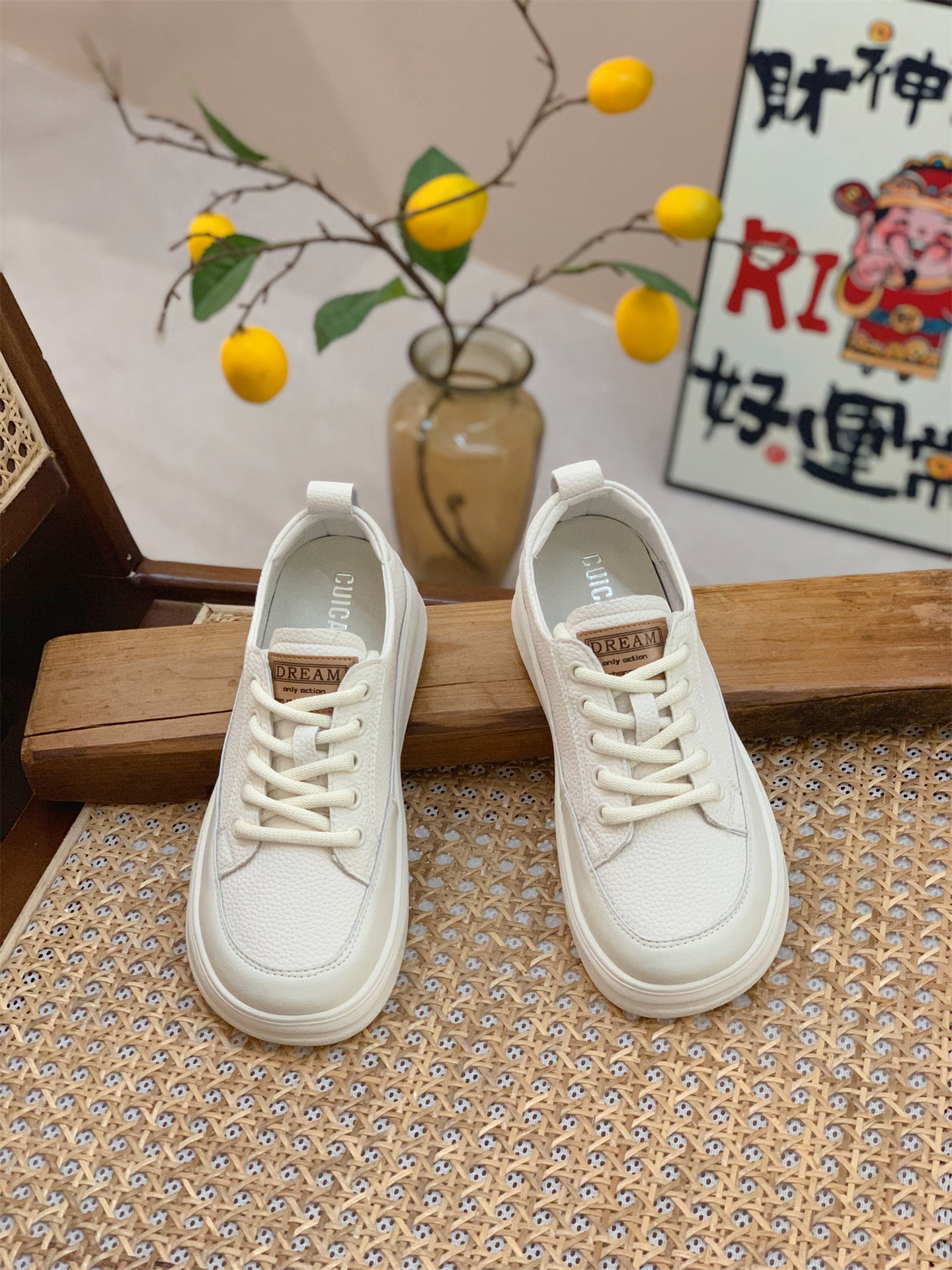 Genuine Leather Retro Sneakers for Women 2025 Spring & Fall New Niche High-Bottom Soft-Soled White Shoes Flats-Soled Sports and Casual Shoes