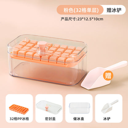 Press Ice Tray Ice Cube Mold Household Ice Box Storage Frozen Ice Cube Model Household Easy-Release Quick-Frozen Artifact
