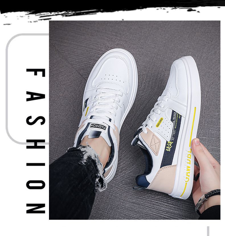 Men's Shoes Korean Style Trendy All-match Trendy Shoes Sports Winter 2023 New White Shoes Skate Shoes Waterproof Casual Leather Shoes