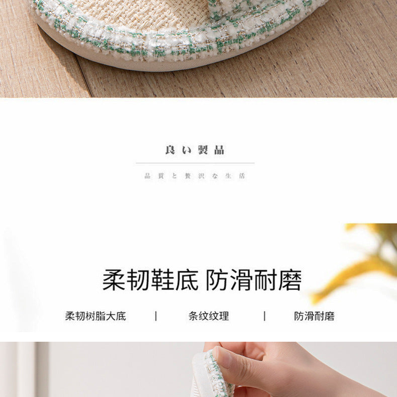 Linen Slippers for Women Spring & Fall Sweat-Absorbent Home Silent Japanese Cotton and Linen Indoor Non-Slip Breathable Slippers for Men All Seasons Wholesale
