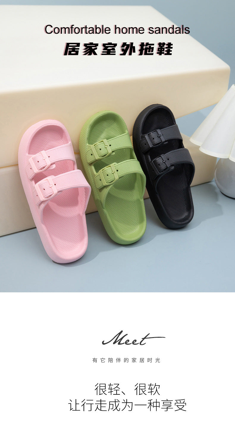 Foreign Trade Double Buckle Cool EVA Slippers Lovers Women's Beach Slippers Classic Men's Slippers