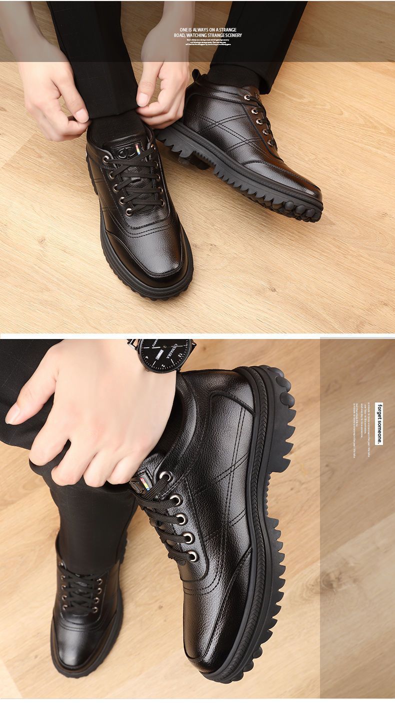 Genuine Leather leather broken size leak-picking men's cotton shoes dad shoes winter fleece-lined warm cotton leather shoes men's high-top cotton shoes