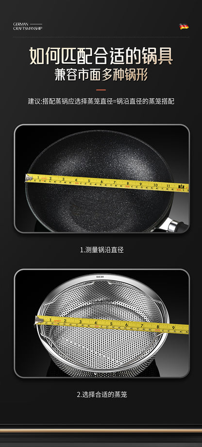 304 Stainless Steel Steamer Dense Hole Draining Basket Vegetable Washing Basket Steaming Lattice Electric Rice Cooker Rice Soup Separation Water Resistant Steaming Rack Steaming Drawer