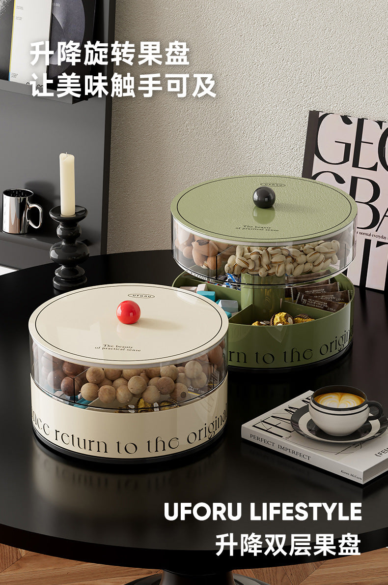 Fruit Tray Living Room Coffee Table Food Grade Melon and Peanut Snacks Dried Fruit Box Multi-layer Rotating Liftable Candy Box