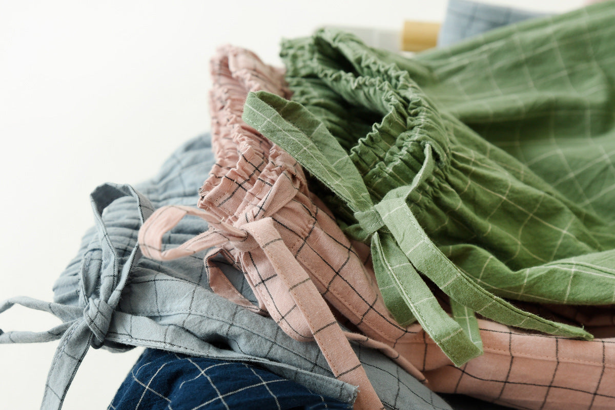 Couple Style Washed Home Pants for Men and Women, Pure Cotton Plaid Pajama Pants, Living Pants, Spring and Autumn Style, Japanese Warehouse Available for Wholesale