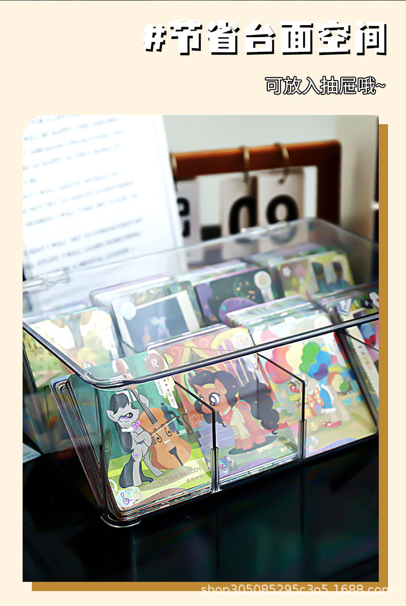 Card Storage Box, Card Organizer, Acrylic Compartment Display Rack, Stackable Drawer for Home Use