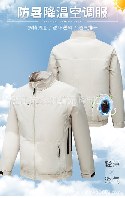 Cross-Border Summer Cooling Air-Conditioning Clothing with Fan Refrigeration Workwear Outdoor Heatstroke Prevention Fan Clothing Men's Labor Protection Clothing Work Clothes