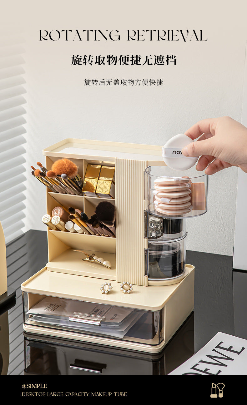 Makeup Brush Storage Box, Dressing Table, Large-Capacity Desktop, High-Looking Brush Pen Holder, Eye Shadow Brush, Eyebrow Pencil, Lipstick Shelf