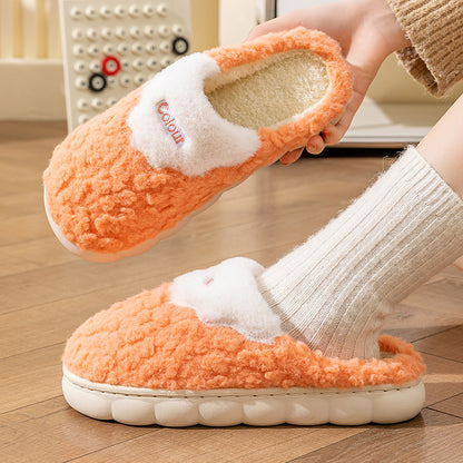 Cotton Slippers for Women, Cute Cartoon Indoor Non-Slip Warm Cotton Shoes for Students and Couples, Korean Style Slippers for Men, Winter Style