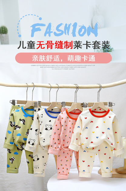Children's Pajamas suit 2024 Autumn Baby Lycra Underwear Boys Home Clothes Girls Autumn Clothes Pants Children's Clothing Wholesale