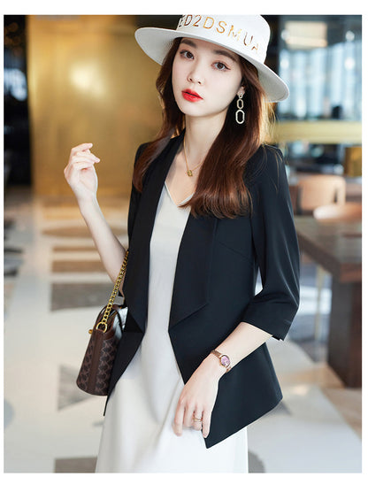 [Three-Quarter Sleeve Dress] Women's Formal Suit Dress, Korean Style Fashion Professional Attire, Small Blazer Dress for Spring and Summer