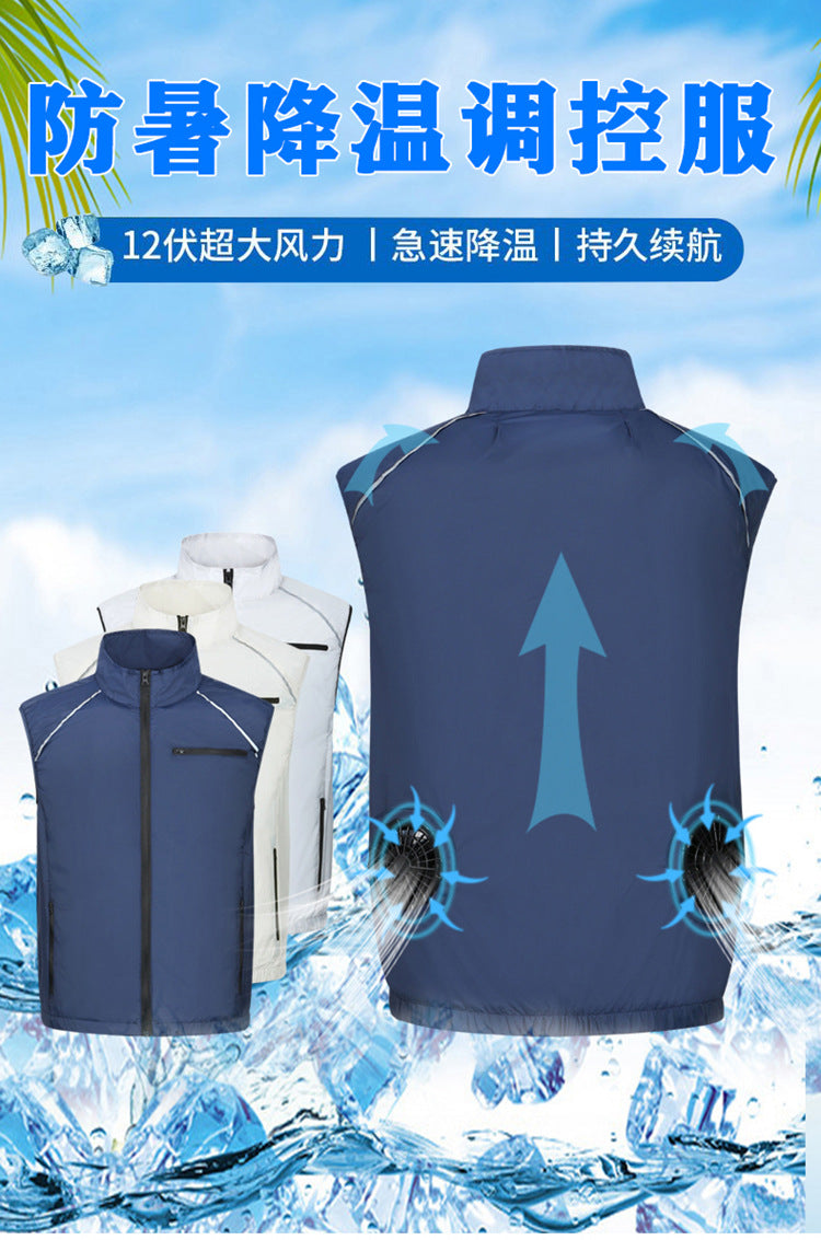 Wholesale air conditioning clothing sleeveless summer heatstroke prevention and cooling clothing with fan construction site labor protection clothing cross-border Japanese and Korean explosions