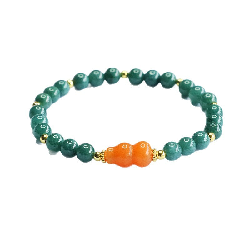 Guan Yu Natural Grade a Jadeite Blue Water Bracelet Golden Silk Jade Gourd Bracelet Live Broadcast Temple Wholesale S5070601